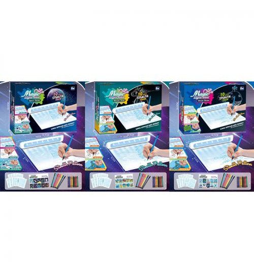 Досточка для малювання 7867A-C-B (36шт) світло, LED, картки, фломастери, віск.крейда, чарівна бумаг