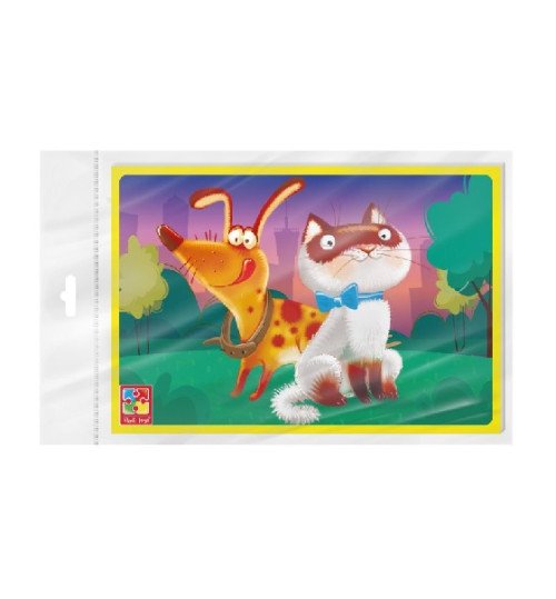 Гра розвиваюча Vladi Toys м'які пазли  А5. Котик та песик. VT1104-20 (укр)
