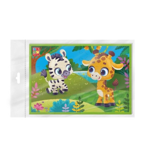 Гра розвиваюча Vladi Toys м'які пазли  А5. Зебра та жираф. VT1104-21 (укр)