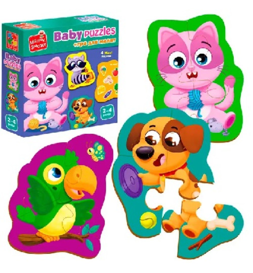 Гра розвиваюча Vladi Toys пазли картонні з грою. Хатні улюбленці. VT1722-25 (укр)