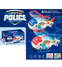 Гелікоптер 8899-185 (48шт) поліція, 22см, звук, 3Dсвітло, рухливий винт, їздить, 2 кольори, на бат-