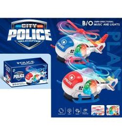Гелікоптер 8899-185 (48шт) поліція, 22см, звук, 3Dсвітло, рухливий винт, їздить, 2 кольори, на бат-