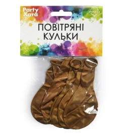 1111-5842 Набор латексных шаров металлик золотые, 25 см, 5 шт.