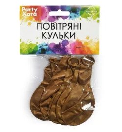 1111-5842 Набор латексных шаров металлик золотые, 25 см, 5 шт.