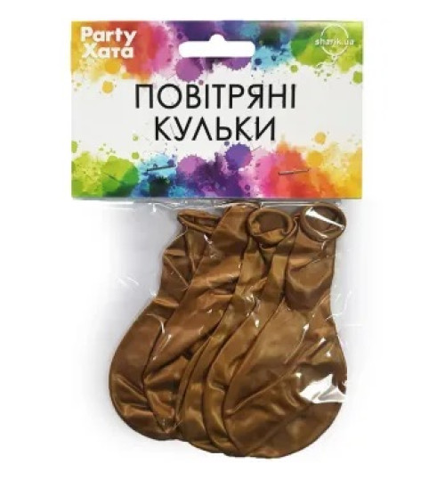 1111-5842 Набор латексных шаров металлик золотые, 25 см, 5 шт.
