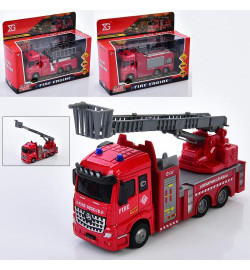Пожежна машина XG877-A61ABC (36шт) метал, інерц, 1:43, 16см, звук, світло, рухливі деталі,гумові ко