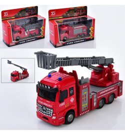 Пожежна машина XG877-A61ABC (36шт) метал, інерц, 1:43, 16см, звук, світло, рухливі деталі,гумові ко