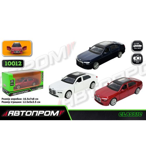 Іграшка машина мет. АВТОПРОМ  арт. 10012 (48шт/2) 5 inch,3кольори BMW i7 G70, відкр.двері, у кор.16