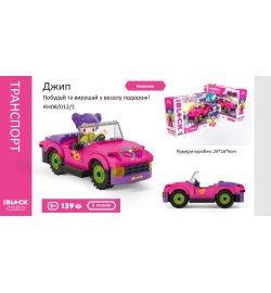Конструктор Kids hits IBLOCK JUNIOR  арт. KH08/012/01 (36шт/2)  Дівчатка, Джип,139 дет,компл. фігур