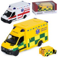 Транспорт спецслужб KT5477W (24шт) метал, інерція, 1:48, 12см, швидка допомога, відчиняються двері,