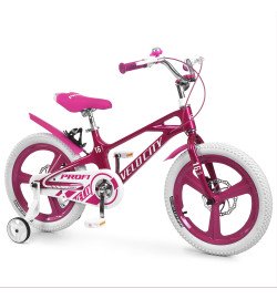 Велосипед дитячий PROF1 16д. MB16VCG PINK (1шт) VELOCITY,SKD85,магнез.рама,обод,перед/зад.диск.торм