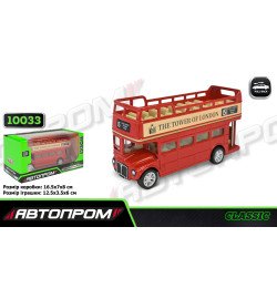 Автобус мет. АВТОПРОМ  арт. 10033 (48шт/2) 5 inch Convertible Bus,відкр.двері, у коробці 16,5*7*8см