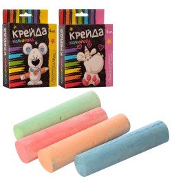 Крейда MK 0096 (108шт) велика, 4 шт, кольорова(4кольори), кор, 13-10-2,5см