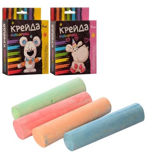 Крейда MK 0096 (108шт) велика, 4 шт, кольорова(4кольори), кор, 13-10-2,5см