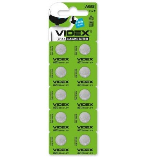 Батарейка часова Videx AG 13(LR44) BLISTER CARD 10 pcs