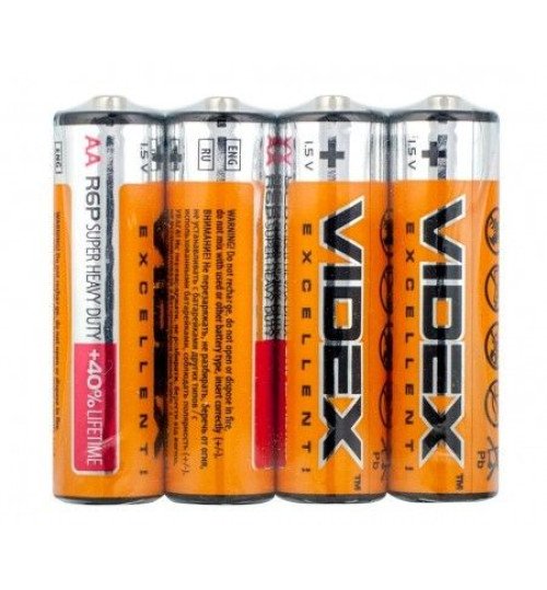Батарейка сольова  Videx R6, АА, трей 4/40 (21156) (ціна за 1шт)