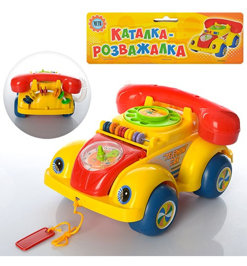 Каталка 705 Р (60шт) машинка-телефон, звук, рахівниця, в кульку, 22-19-13см