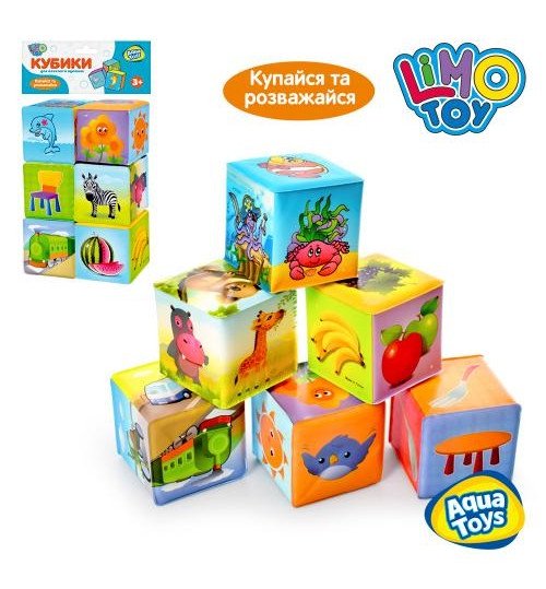 HU Кубики M 0257 U/R (24шт) для купання, 6 шт, 7см, в кульку, 15-23-7см