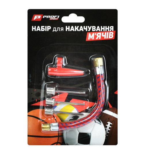Голка MS 1784 (360шт) для м'ячів, 3шт, набір (насадка, гнучкий шланг), на аркуші, 9-14-1см