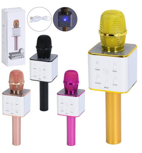 Мікрофон Q7 (10шт) акум, 25см, USB, Bluetooth, мікс кольорів, 28-11,5-7см