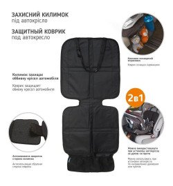 Захисний килимок під автокрісло ME 1072 (4шт) д116-ш47см, 3кишені (сітка), чорний, кор, 23-29,5-10см