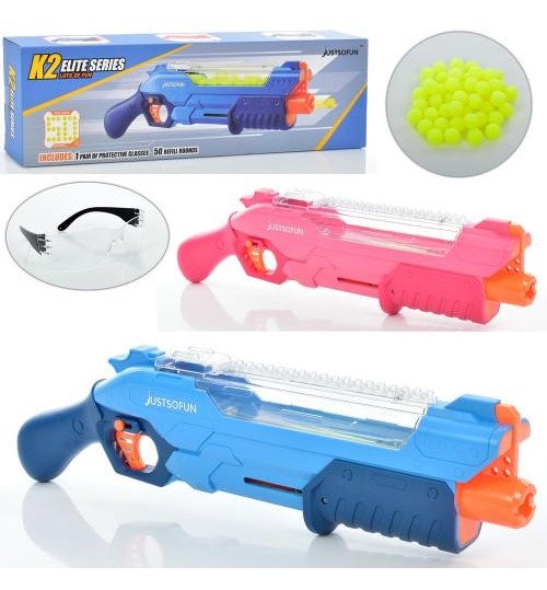 Рушниця K2F (12шт) 50см, м'які кульки 50шт, 2 кольори, в кор-ці, 52-16-7см